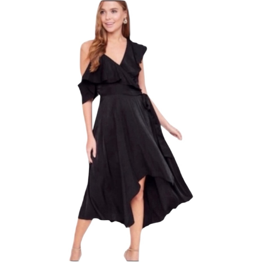 L LOVE Ruffle Drop Shoulder Wrap Dress S